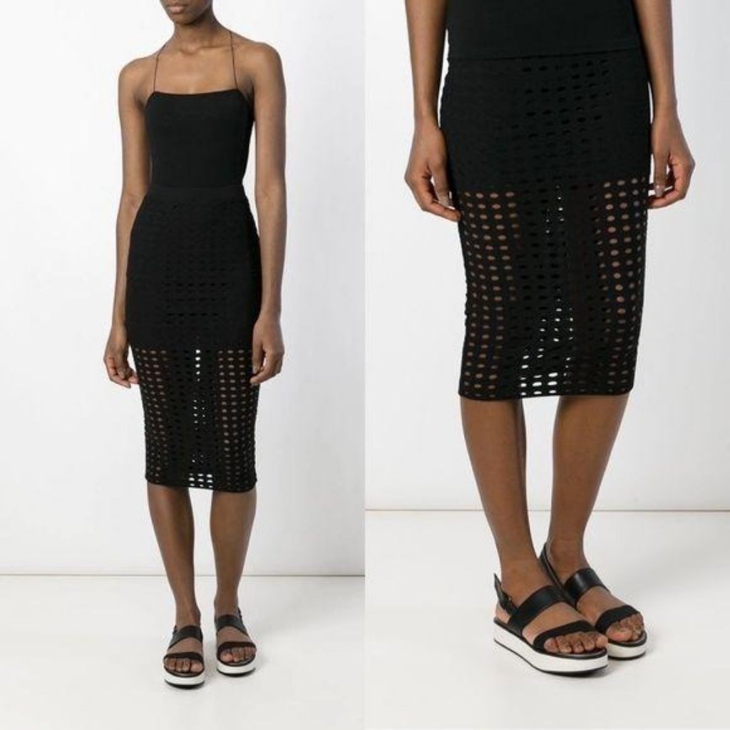 Alexander Wang Circular Hole Mesh Pencil Midi Skir
